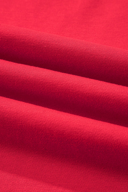 Racing Red Striped Patchwork Sleeve Colorblock Sweatshirt