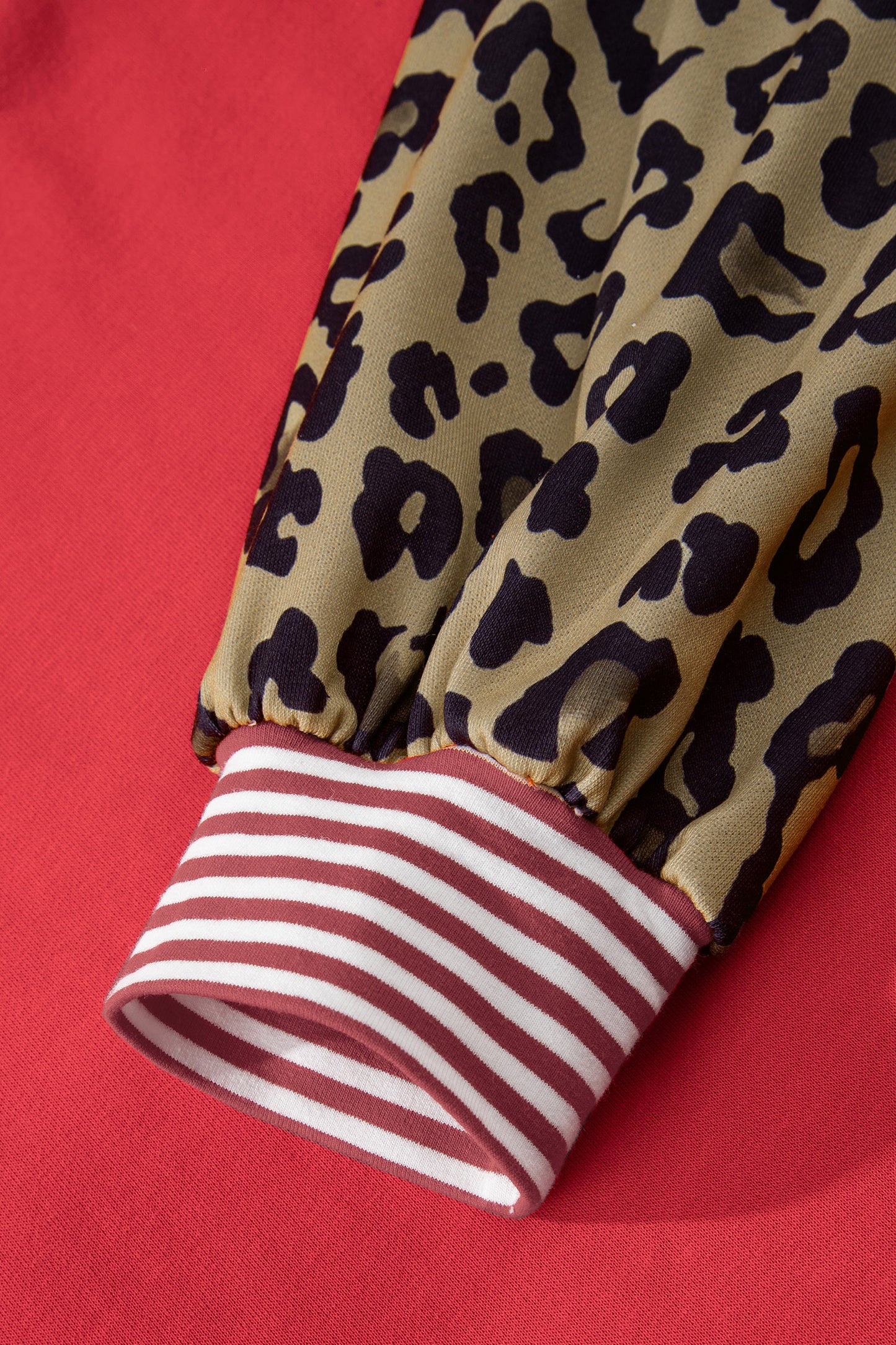 Racing Red Striped Patchwork Sleeve Colorblock Sweatshirt