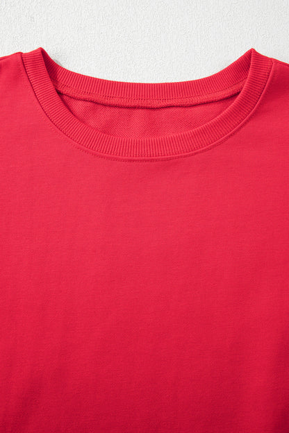 Racing Red Striped Patchwork Sleeve Colorblock Sweatshirt