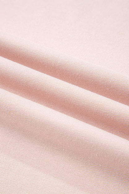 Light Pink Plus Color Block Waffle Patchwork Exposed Seam Baggy Sweatshirt